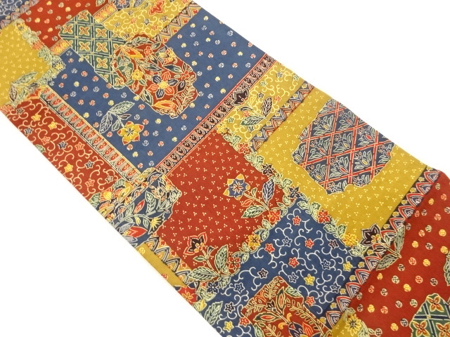 JAPANESE FUKURO OBI / KATAZOME / FLORAL PLANTS